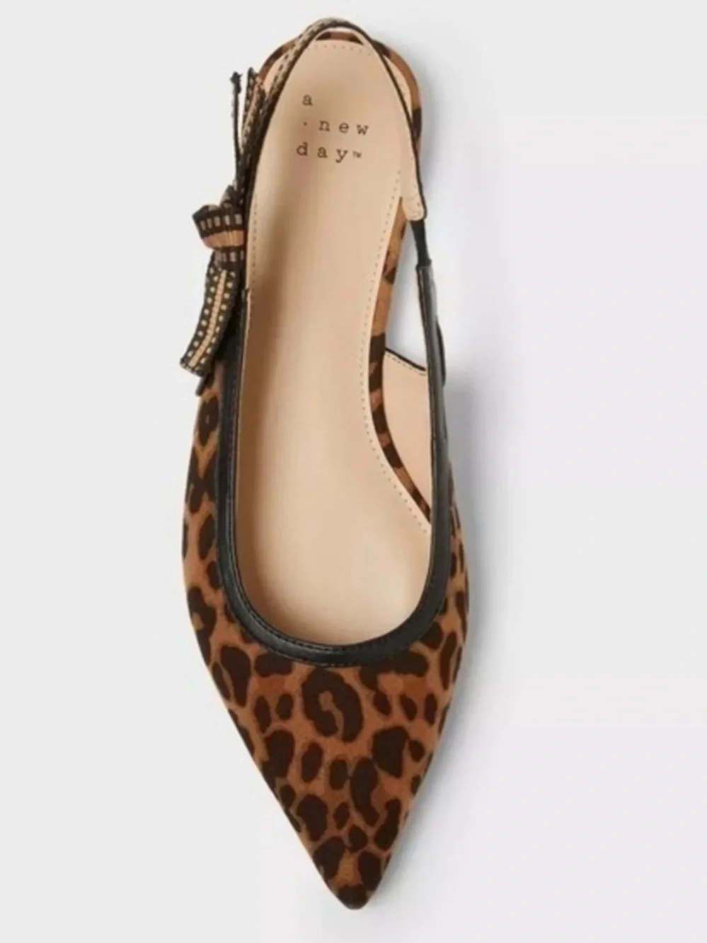 a new day Leopard Print Pointed Slingback Flats in Brown and Black